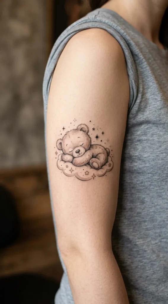Sleeping Teddy Bear With Small Stars