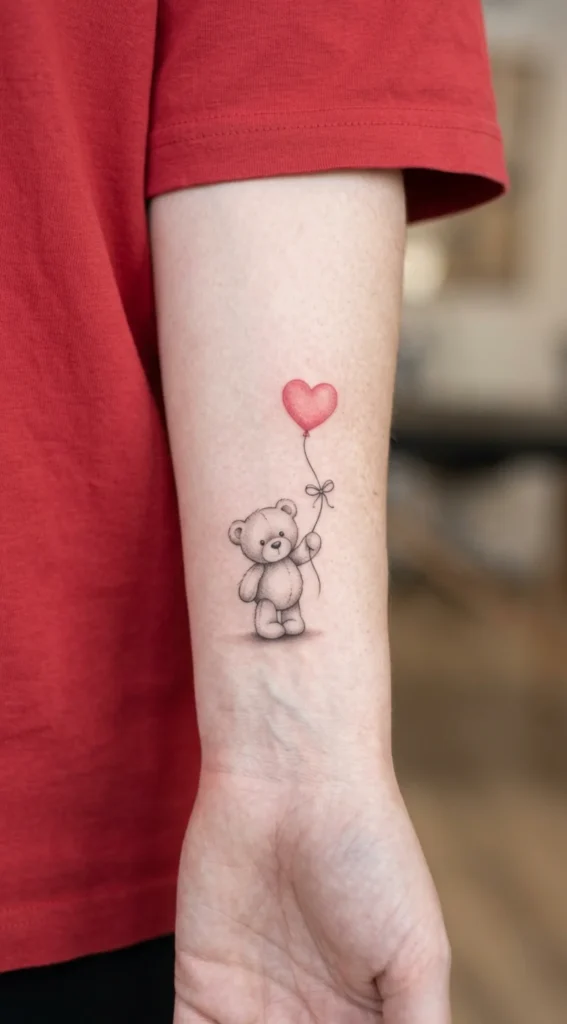 Teddy Bear Holding a Heart Balloon