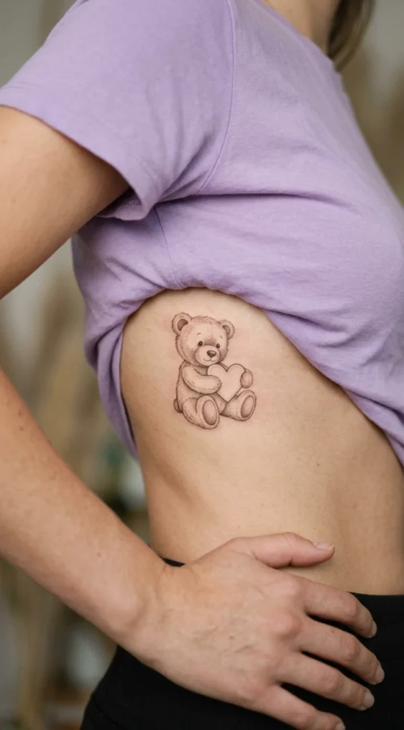 Teddy Bear Holding a Small Memory Heart