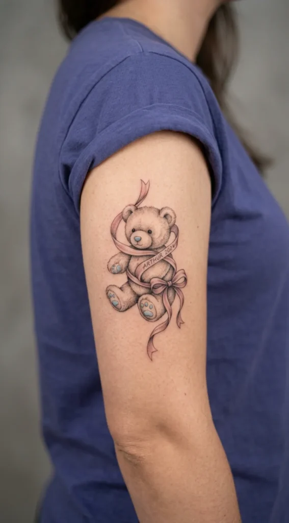 Teddy Bear Wrapped in a Delicate Ribbon