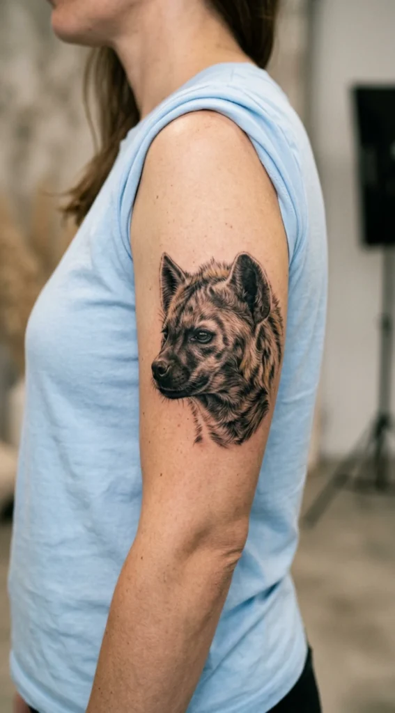 Three Quarter Hyena Face With Detailed Fur