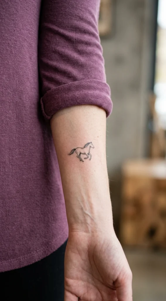 Tiny Horse Wrist Tattoo