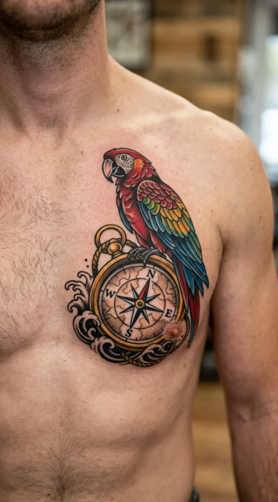 Traditional Parrot with Compass