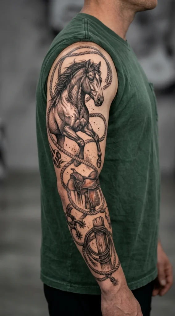 Western Horse Full Sleeve with Rope Details