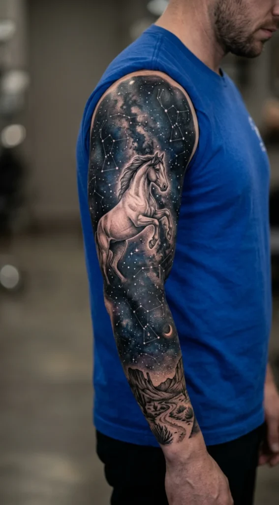Western Mustang Full Sleeve with Stars