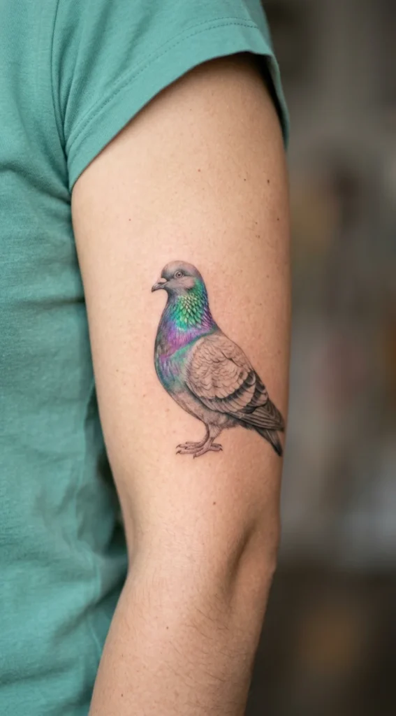 Colorful Pigeon With Iridescent Feathers