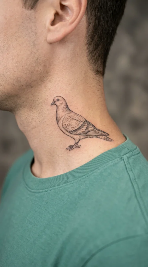 Fine Line Pigeon on Neck