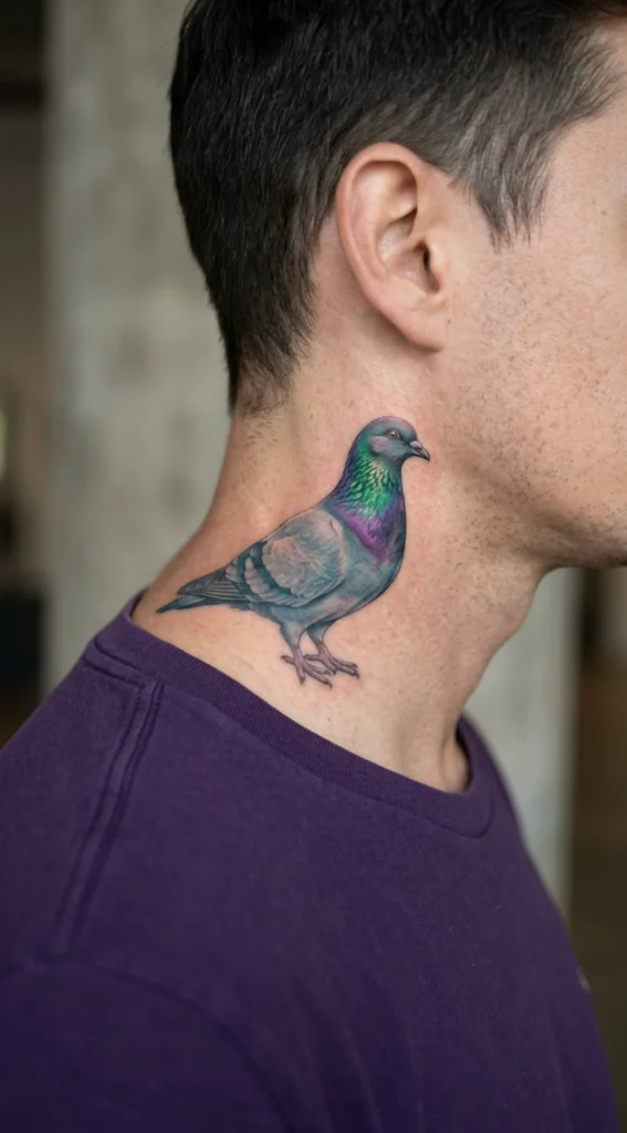 Iridescent Feather Neck Pigeon Design