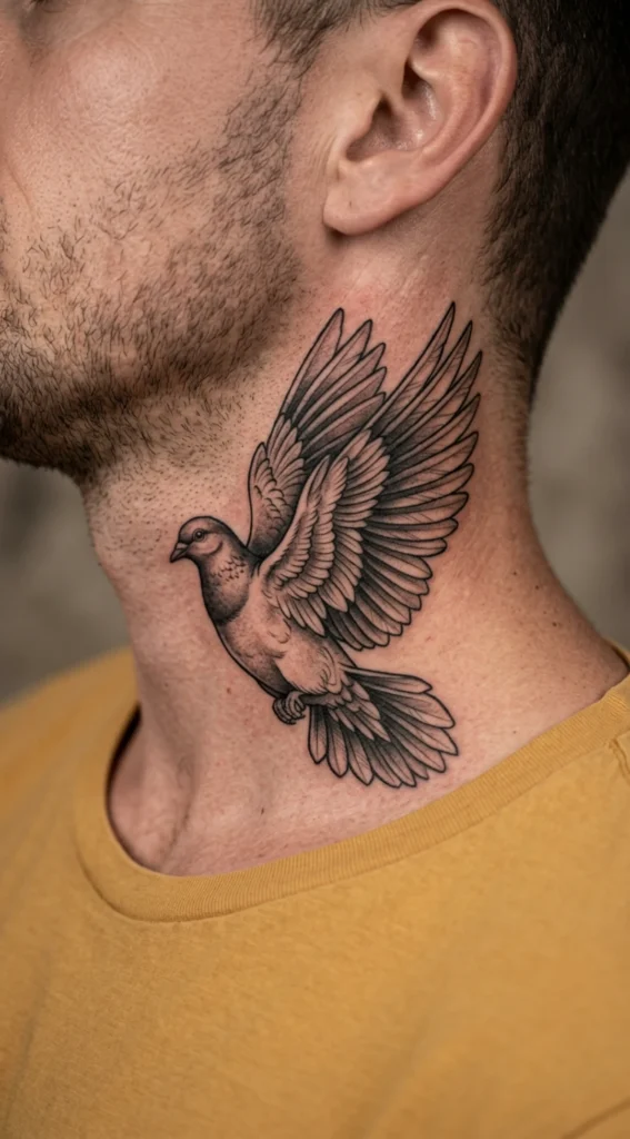 Open Wings Neck Pigeon Design
