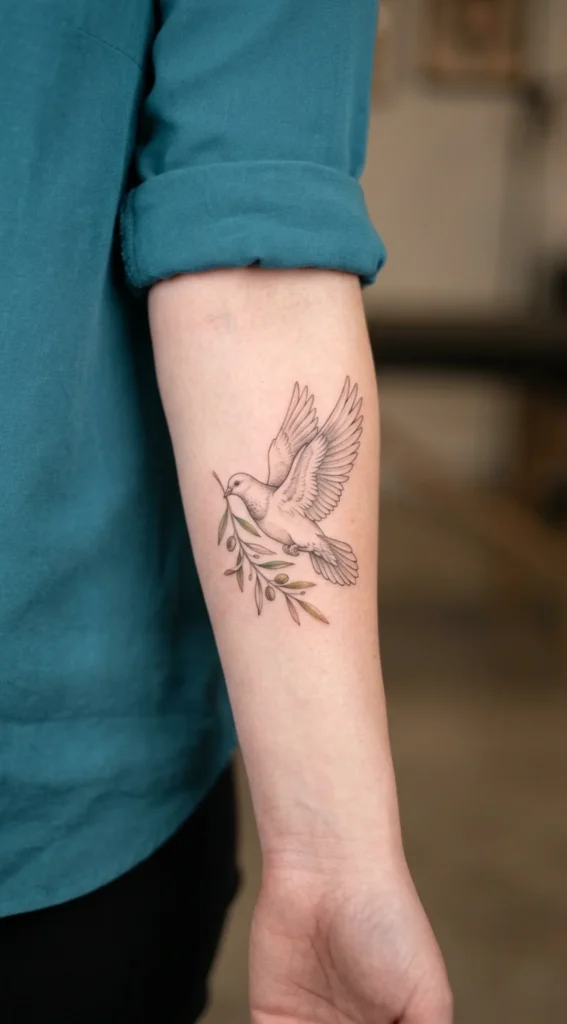 Pigeon With Delicate Olive Branch
