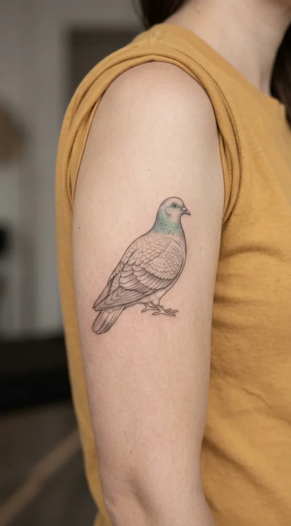 Pigeon With Fine Line Feather Details