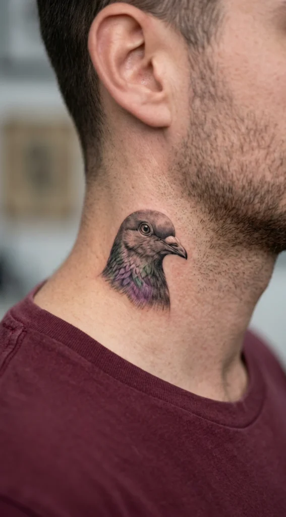 Realistic Pigeon Head on Neck