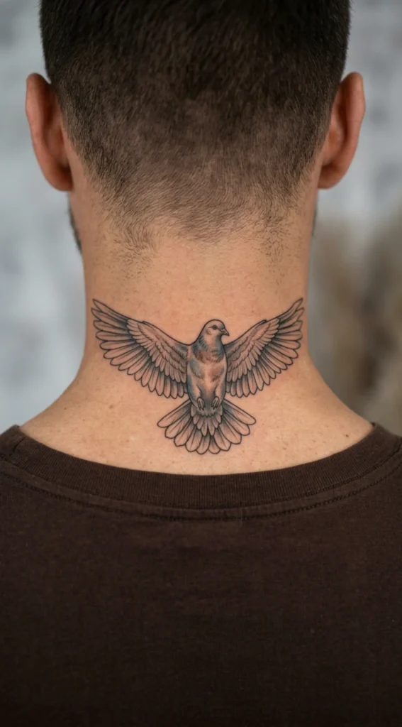 Wide Wing Pigeon on Neck